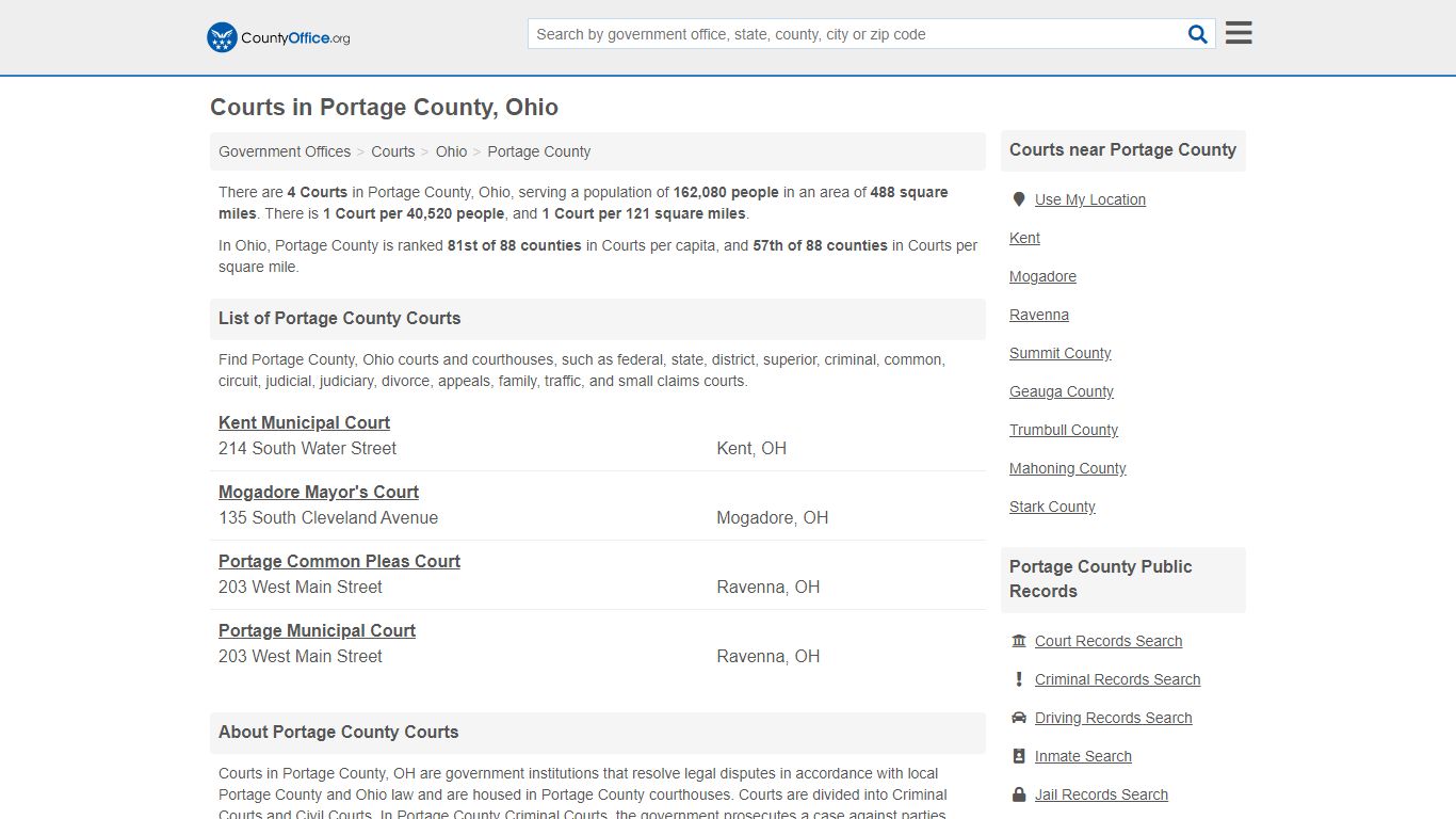 Courts - Portage County, OH (Court Records & Calendars)
